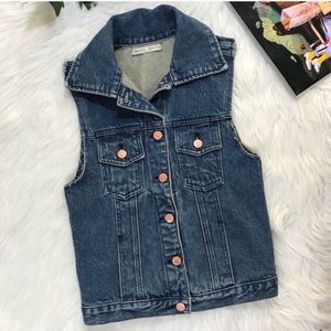 Brandy Melville Distressed Denim Jean Vest Jacket